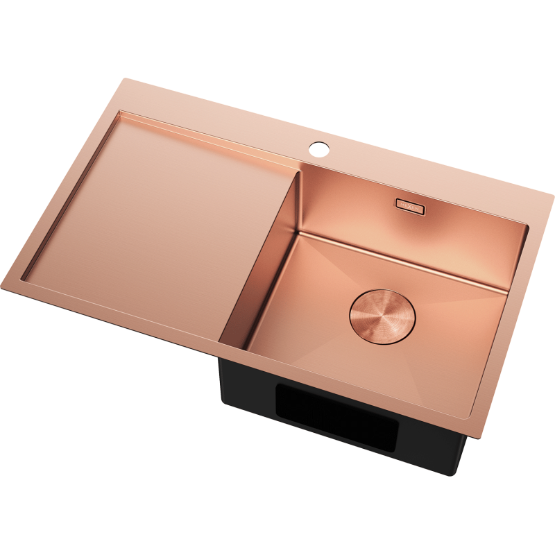 Mexen Exar 1-Bowl Stainless Steel Sink with Right Drainboard 780 x 480 mm, Copper - 6434781010P-65