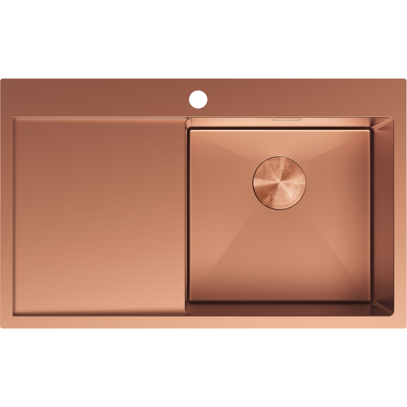 Mexen Exar 1-bowl stainless steel sink with right drainer 780 x 480 mm, copper - 6434781010P-65