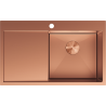 Mexen Exar 1-bowl stainless steel sink with right drainer 780 x 480 mm, copper - 6434781010P-65