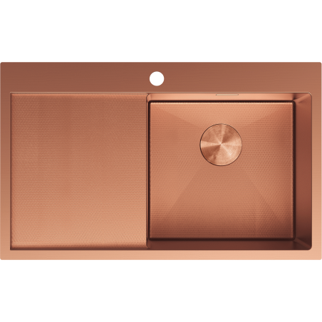 Mexen Exar steel sink with 1 bowl and right drainer 780 x 480 mm, copper HC - 6434781010P-65HC