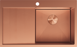 Mexen Exar steel sink 1-bowl with drainer, right 780 x 480 mm, copper HC - 6434781010P-65HC