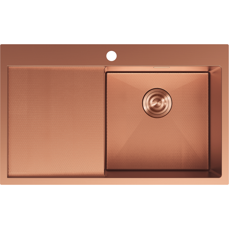 Mexen Exar steel sink with 1 bowl and right drainer 780 x 480 mm, copper HC - 6434781010P-65HC