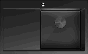 Mexen Exar steel sink 1-bowl with drainer, right 780 x 480 mm, black - 6434781010P-70