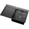 Mexen Exar stainless steel sink 1-bowl with right drainer 780 x 480 mm, black - 6434781010P-70