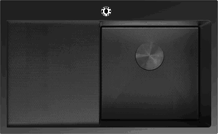 Mexen Exar stainless steel sink single-bowl with drainer, right 780 x 480 mm, black HC - 6434781010P-70HC