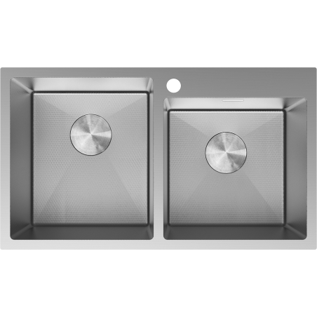 Mexen Xorin steel sink with 2 bowls 780 x 450 mm, inox HC - 6441782000-01HC