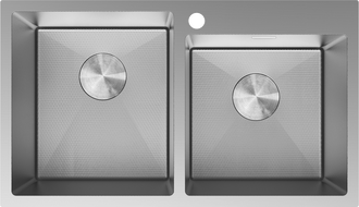 Mexen Xorin steel sink with 2 bowls 780 x 450 mm, inox HC - 6441782000-01HC