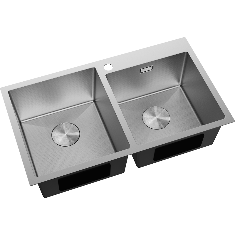 Mexen Xorin steel sink with 2 bowls 780 x 450 mm, inox HC - 6441782000-01HC