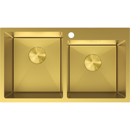 Mexen Xorin 2-basin stainless steel sink 780 x 450 mm, gold - 6441782000-55
