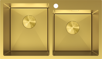 Mexen Xorin 2-basin stainless steel sink 780 x 450 mm, gold - 6441782000-55