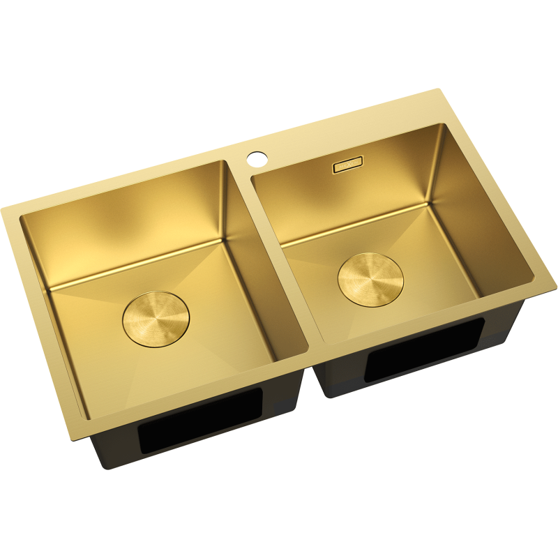 Mexen Xorin 2-basin stainless steel sink 780 x 450 mm, gold - 6441782000-55