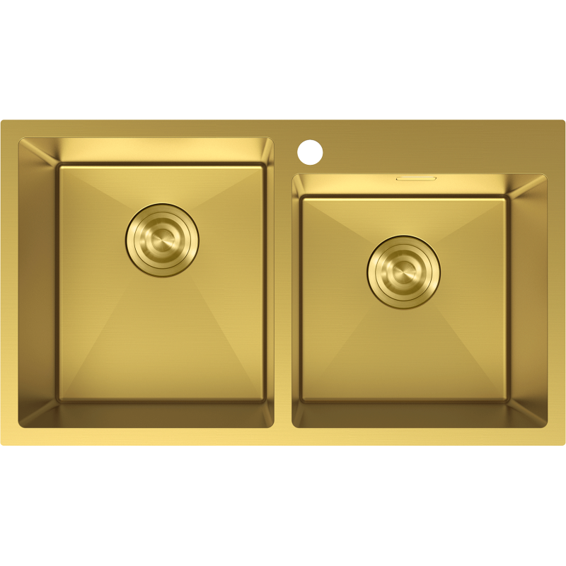 Mexen Xorin 2-basin stainless steel sink 780 x 450 mm, gold - 6441782000-55