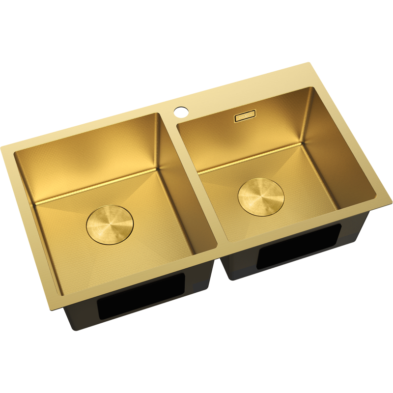 Mexen Xorin stainless steel sink 2-chamber 780 x 450 mm, gold HC - 6441782000-55HC