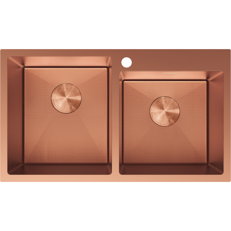 Mexen Xorin Steel Sink 2-Bowl 780 x 450 mm, Copper HC - 6441782000-65HC
