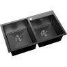Mexen Xorin stainless steel sink, 2-bowl, 780 x 450 mm, black - 6441782000-70