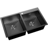 Mexen Xorin steel sink with 2 bowls 780 x 450 mm, black - 6441782000-70