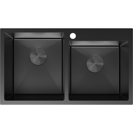 Mexen Xorin steel sink with 2 bowls 780 x 450 mm, black - 6441782000-70