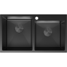Mexen Xorin stainless steel sink, 2-bowl, 780 x 450 mm, black - 6441782000-70