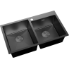 Mexen Xorin stainless steel sink, 2-bowl, 780 x 450 mm, black - 6441782000-70