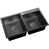 Mexen Xorin steel sink with 2 bowls 780 x 450 mm, black - 6441782000-70