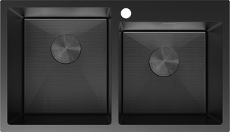 Mexen Xorin Steel Sink 2-Chamber 780 x 450 mm, Black HC - 6441782000-70HC