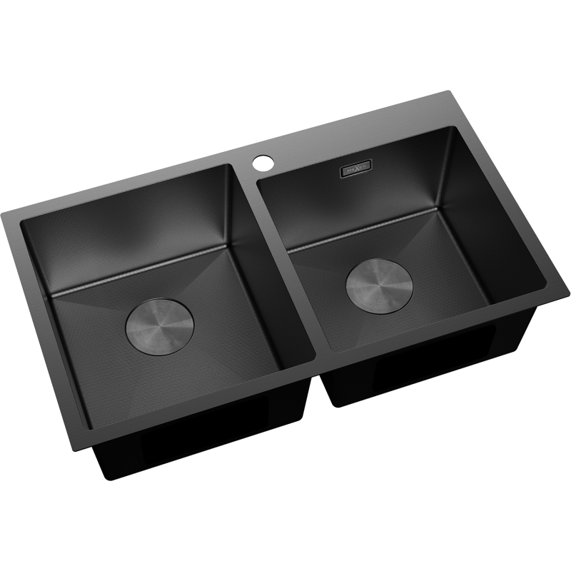 Mexen Xorin Steel Sink 2-Chamber 780 x 450 mm, Black HC - 6441782000-70HC