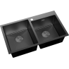 Mexen Xorin stainless steel sink, 2-bowl, 780 x 450 mm, black HC - 6441782000-70HC