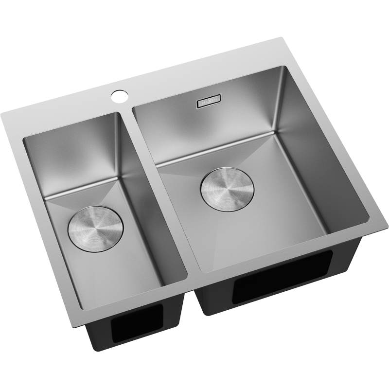 Mexen Flexo stainless steel sink 1.5-bowl 610 x 510 mm, inox - 6446611500-01