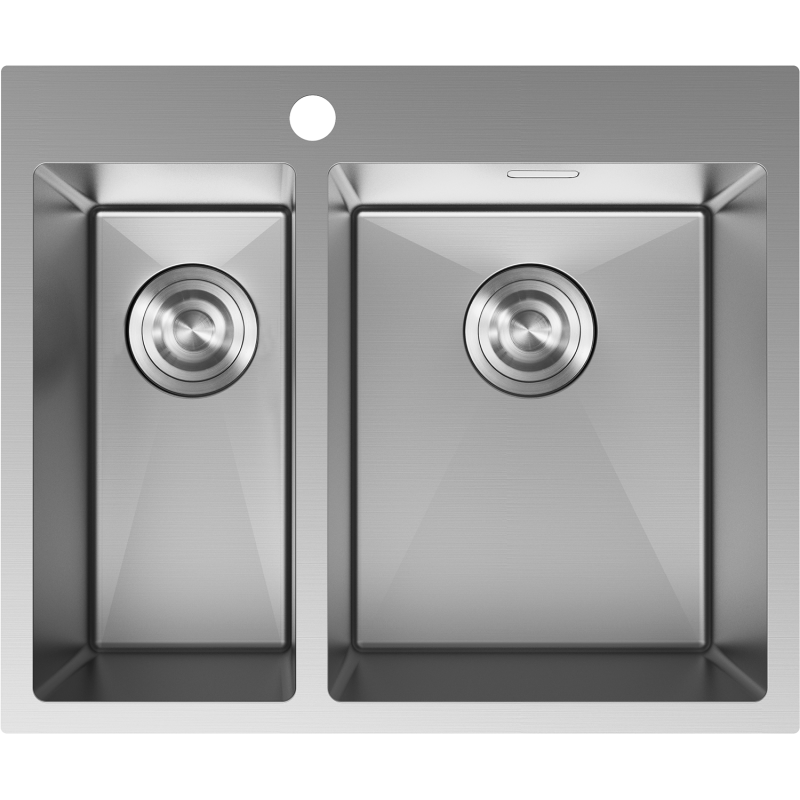 Mexen Flexo stainless steel sink 1.5-bowl 610 x 510 mm, inox - 6446611500-01