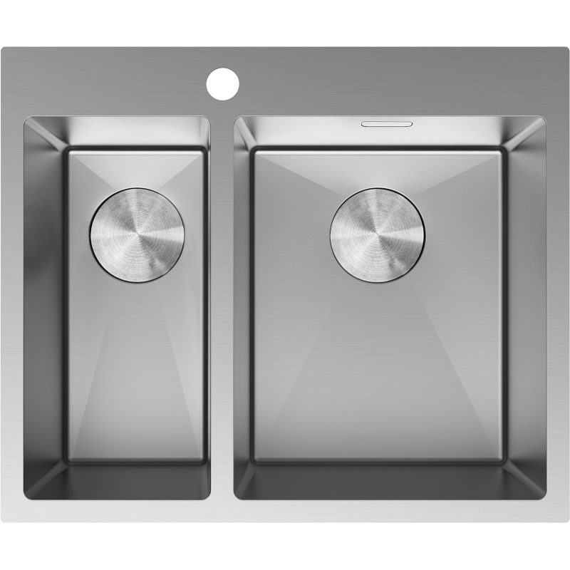 Mexen Flexo stainless steel sink 1.5-bowl 610 x 510 mm, inox - 6446611500-01