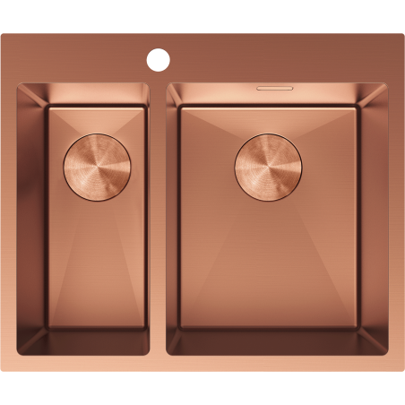 Mexen Flexo stainless steel sink 1.5-bowl 610 x 510 mm, copper - 6446611500-65