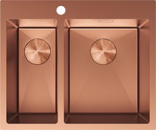 Mexen Flexo stainless steel sink 1.5-bowl 610 x 510 mm, copper - 6446611500-65