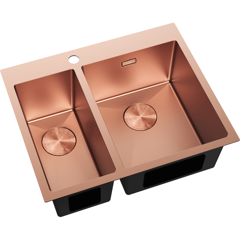 Mexen Flexo stainless steel sink 1.5-bowl 610 x 510 mm, copper - 6446611500-65