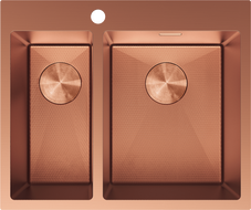 Mexen Flexo stainless steel sink 1.5-bowl 610 x 510 mm, copper HC - 6446611500-65HC