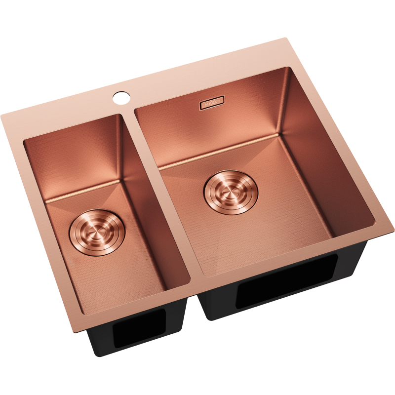 Mexen Flexo stainless steel sink 1.5-bowl 610 x 510 mm, copper HC - 6446611500-65HC