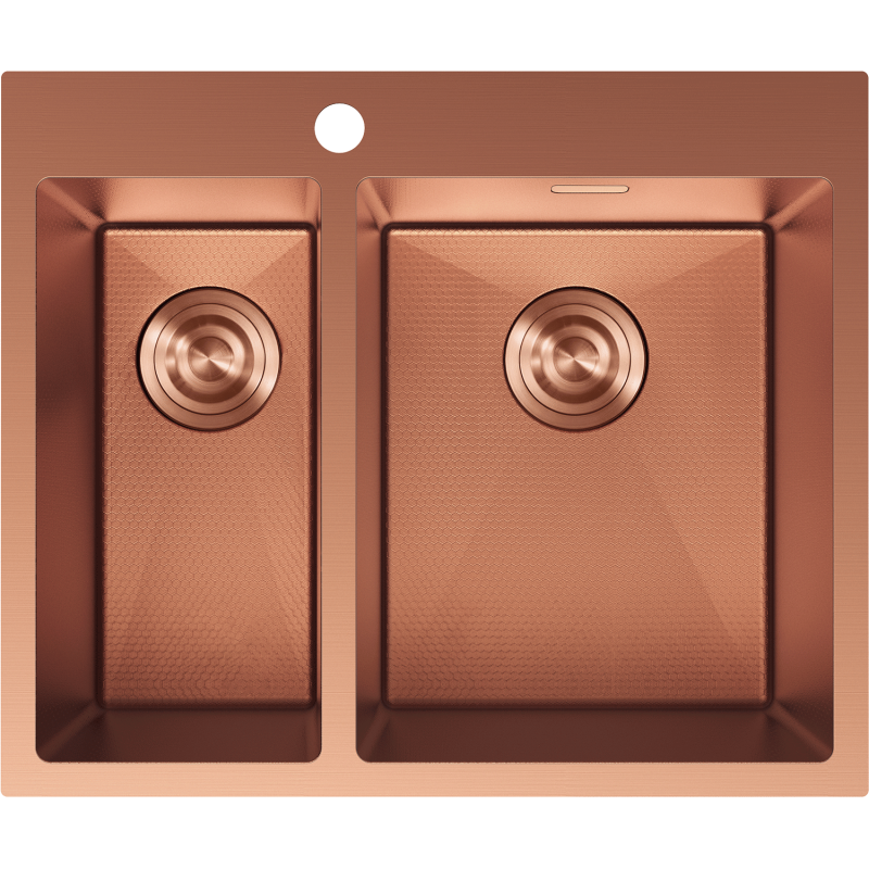 Mexen Flexo stainless steel sink 1.5-bowl 610 x 510 mm, copper HC - 6446611500-65HC