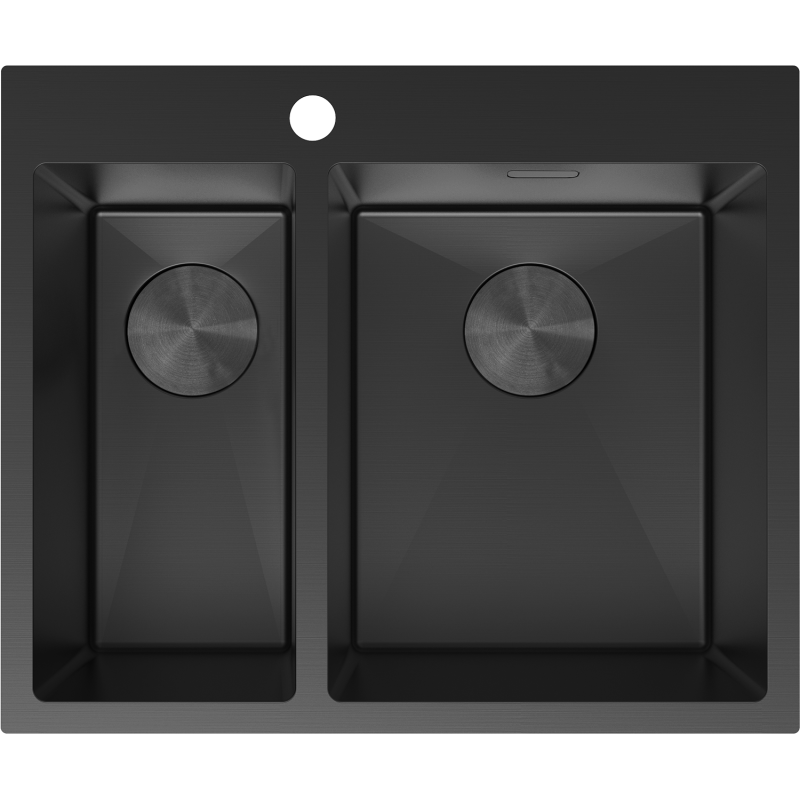 Mexen Flexo steel sink 1.5-bowl 610 x 510 mm, black - 6446611500-70