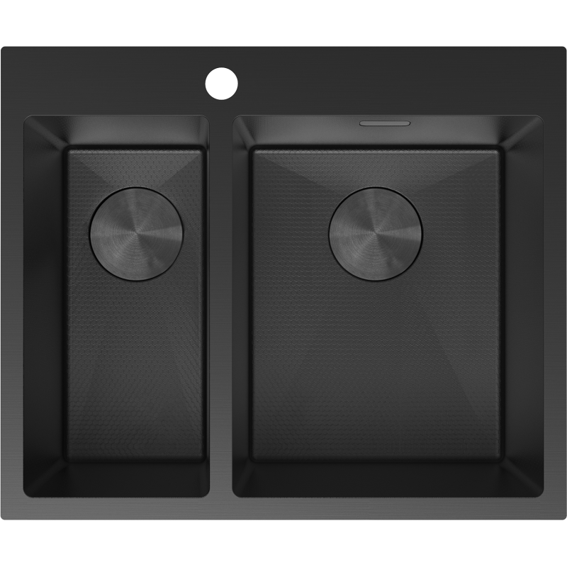 Mexen Flexo 1.5-bowl stainless steel sink 610 x 510 mm, black HC - 6446611500-70HC