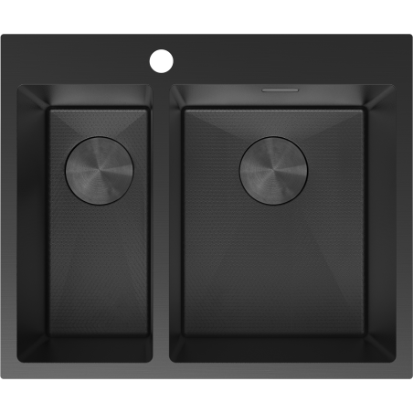 Mexen Flexo 1.5-bowl stainless steel sink 610 x 510 mm, black HC - 6446611500-70HC