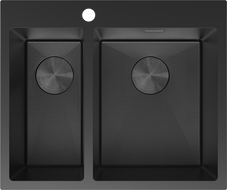 Mexen Flexo 1.5-bowl stainless steel sink 610 x 510 mm, black HC - 6446611500-70HC