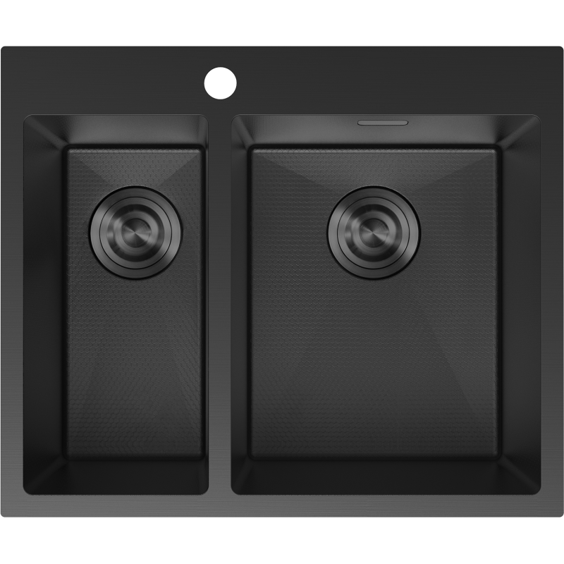 Mexen Flexo 1.5-bowl stainless steel sink 610 x 510 mm, black HC - 6446611500-70HC