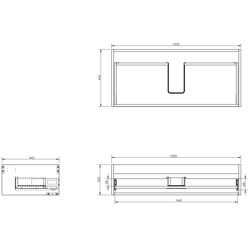 Mexen Orio bathroom cabinet under sink 100 cm, 1 drawer, matte graphite - 91A10-10023-1-BF66