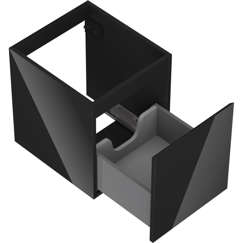 Mexen Orio bathroom cabinet for washbasin 40 cm, 1 drawer, black gloss - 91A10-04047-1-BF70