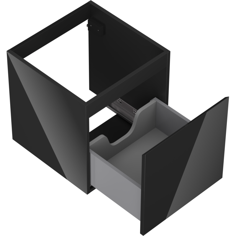 Mexen Orio bathroom vanity unit 45 cm, 1 drawer, black gloss - 91A10-04547-1-BF70