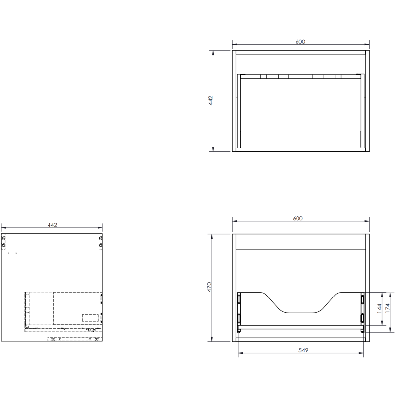 Mexen Orio bathroom vanity unit 60 cm, 1 drawer, matte graphite - 91A10-06047-1-BF66