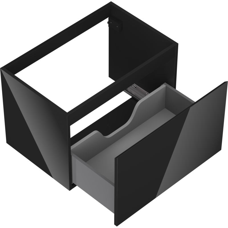 Mexen Orio bathroom cabinet for washbasin 70 cm, 1 drawer, black gloss - 91A10-07047-1-BF70