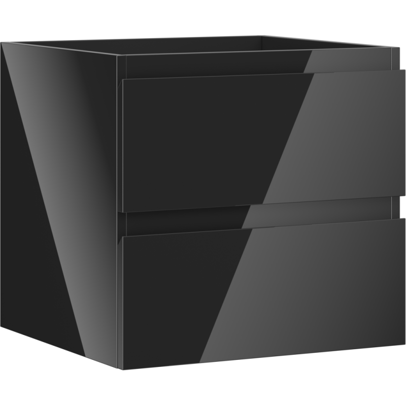Mexen Orio bathroom cabinet for washbasin 50 cm, 2 drawers, black gloss - 91A10-05047-2-BFF70
