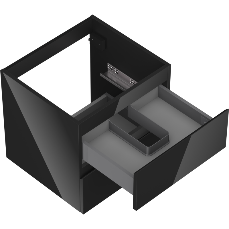 Mexen Orio bathroom cabinet for washbasin 50 cm, 2 drawers, black gloss - 91A10-05047-2-BFF70