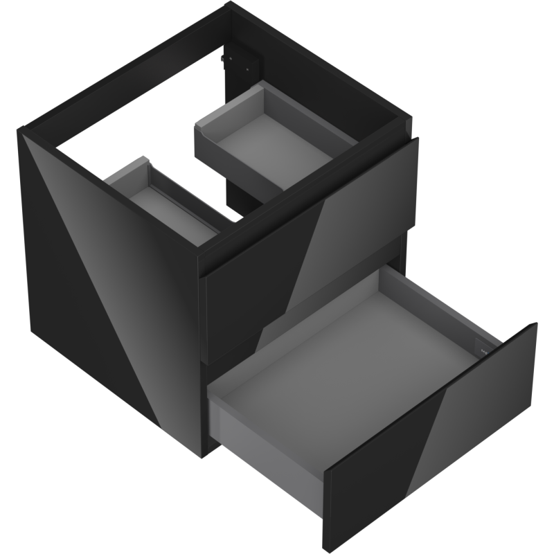 Mexen Orio bathroom cabinet for washbasin 50 cm, 2 drawers, black gloss - 91A10-05047-2-BFF70