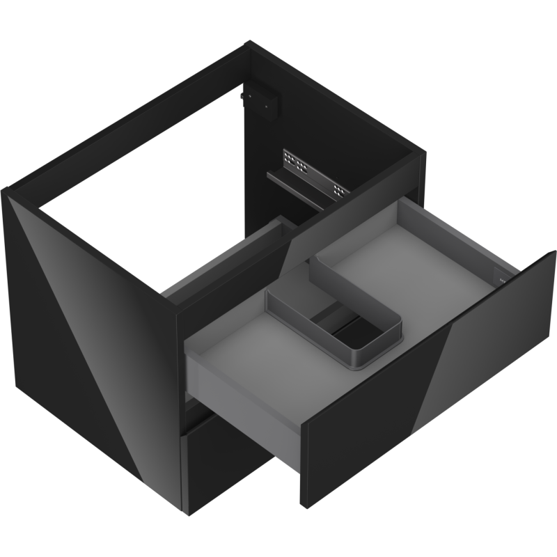 Mexen Orio bathroom cabinet under-sink 60 cm, 2 drawers, black gloss - 91A10-06047-2-BFF70